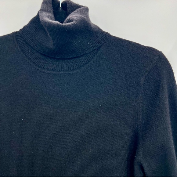 Barrow & Grove Cashmere Yarn Turtleneck Long Sleeve Mini Dress Black Knitted S - Picture 2 of 8